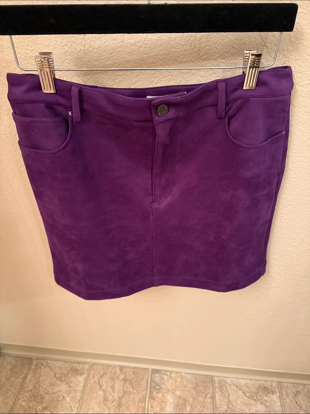 White House Black Market Purple Suede Mini Skirt